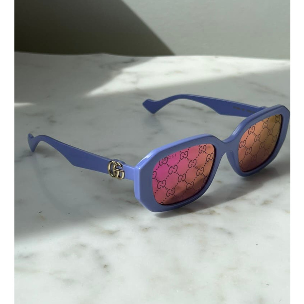 NEW Gucci GG1535S Lilac Logo Mirrored Marmont Sunglasses